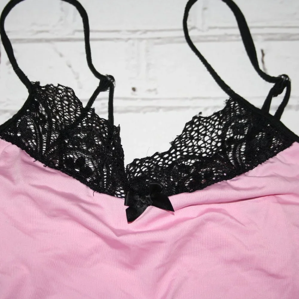 💗🖤 Pink & Black Lace Pajama Top · CBR · Size S 🖤💗
